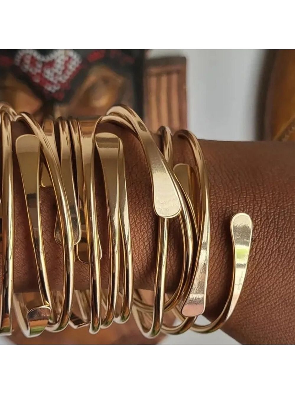 Gold Bangle Set Elegant 3 Piece - Picture 8 of 8